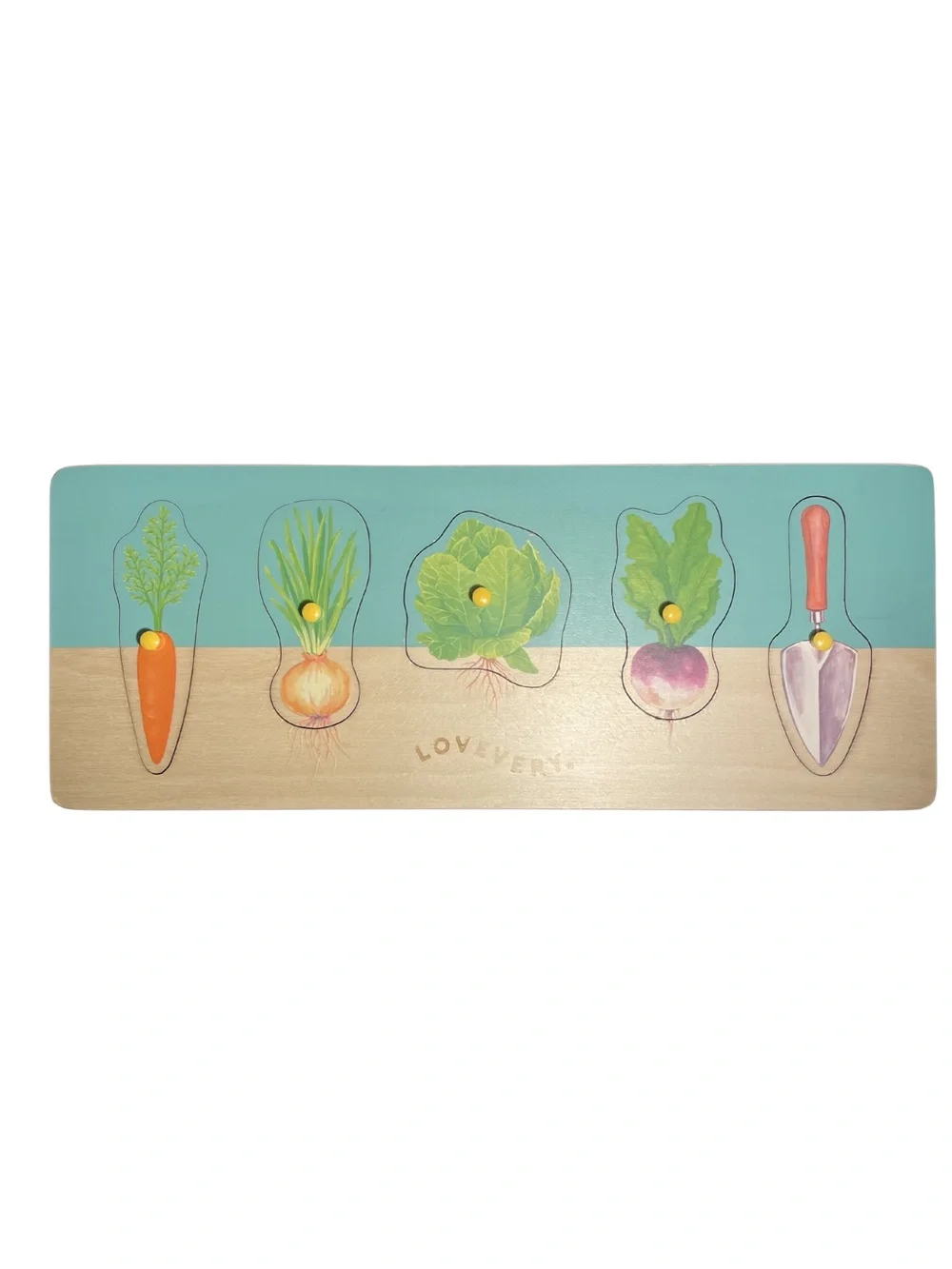 Lovevery Community Garden Wooden Peg Puzzle Montessori Toddler Toy Farm Veggies